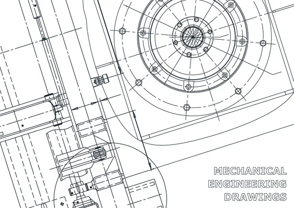 Baner Wektorowy Rysunki Inżynierskie Mechaniczne Tworzenie Przyrządów Kontekst Techniczny — Wektor stockowy