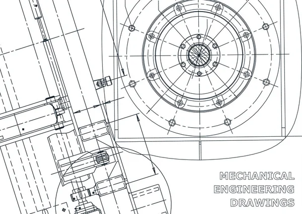 Banner Vectorial Dibujos Fabricación Instrumentos Mecánicos Fondo Abstracto Técnico — Vector de stock