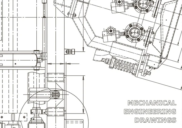 Fabricación Instrumentos Mecánicos Ilustración Técnica Plano Portada Pancarta Vector — Archivo Imágenes Vectoriales