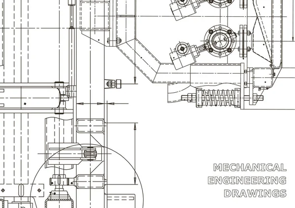 Mekaniskt Instrument Teknisk Illustration Blueprint Omslag Banner Vektorritning — Stock vektor