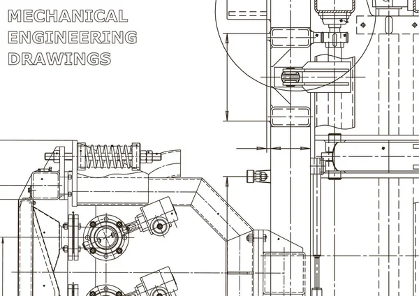 机器制造行业 仪器制作图纸 计算机辅助设计系统 技术插图 机械工程图纸 平面图 — 图库矢量图片