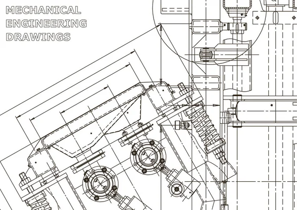 Maskin Byggnadsindustrin Instrument Ritningar Datorstödda Konstruktions System Teknisk Illustration — Stock vektor