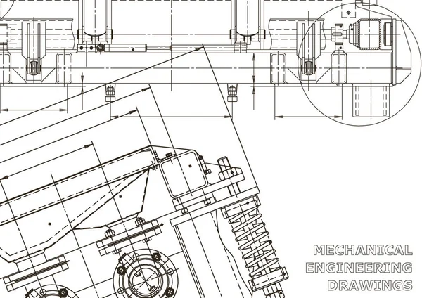 Industria Construcción Máquinas Sistemas Diseño Asistido Por Computadora Ilustraciones Técnicas — Vector de stock