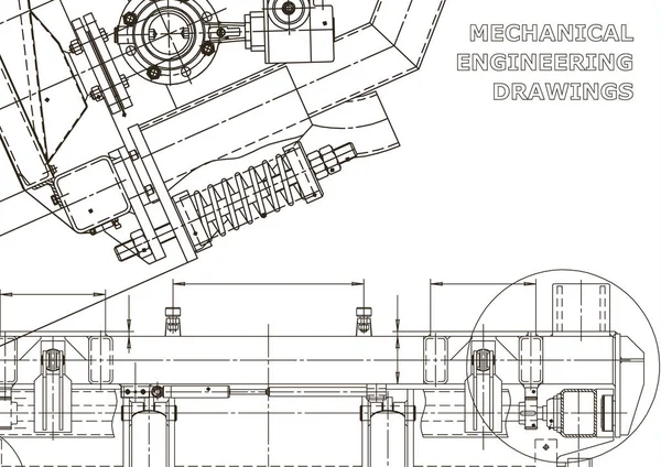 Industria Construcción Máquinas Sistemas Diseño Asistido Por Computadora Ilustraciones Técnicas — Vector de stock