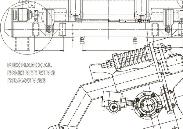 Industria Construcción Máquinas Sistemas Diseño Asistido Por Computadora Ilustraciones Técnicas — Vector de stock