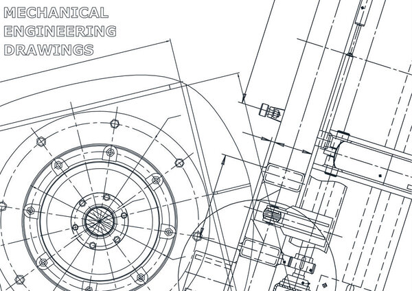 Cover. Vector engineering illustration. Blueprint, flyer, banner, background. Instrument-making drawings. Mechanical