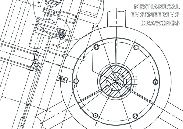 横幅矢量工程图示 背景仪器制作图纸 机械工程图纸 技术插图 — 图库矢量图片