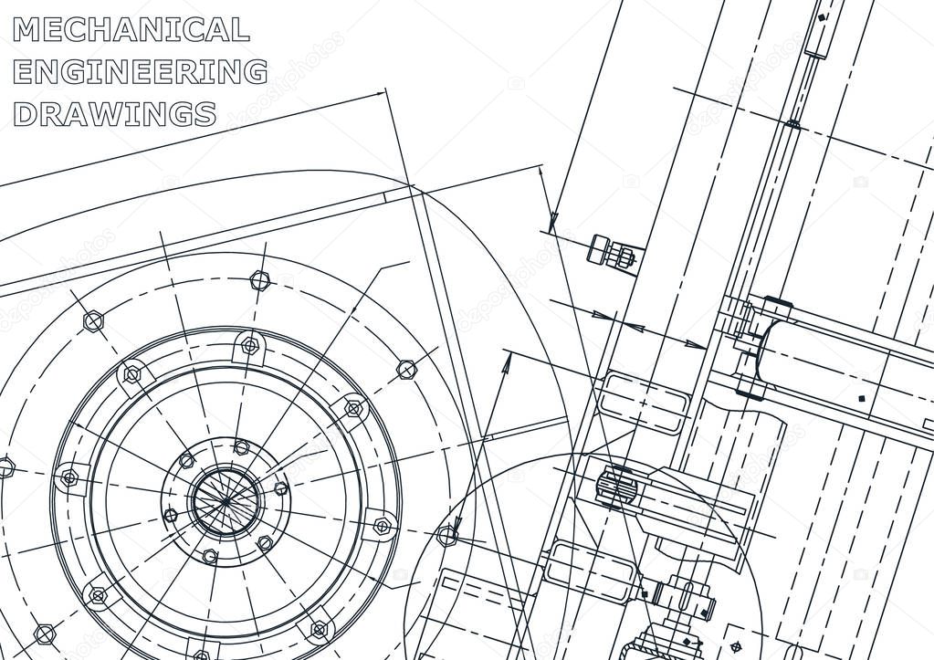Cover. Vector engineering illustration. Blueprint, flyer, banner, background. Instrument-making drawings. Mechanical engineering drawing. Technical