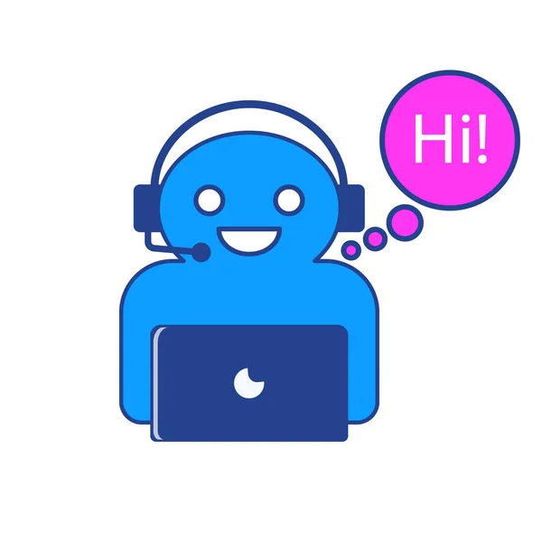 Den vektor illustrationen av online chatbot karaktär som säger Hej. — Stock vektor