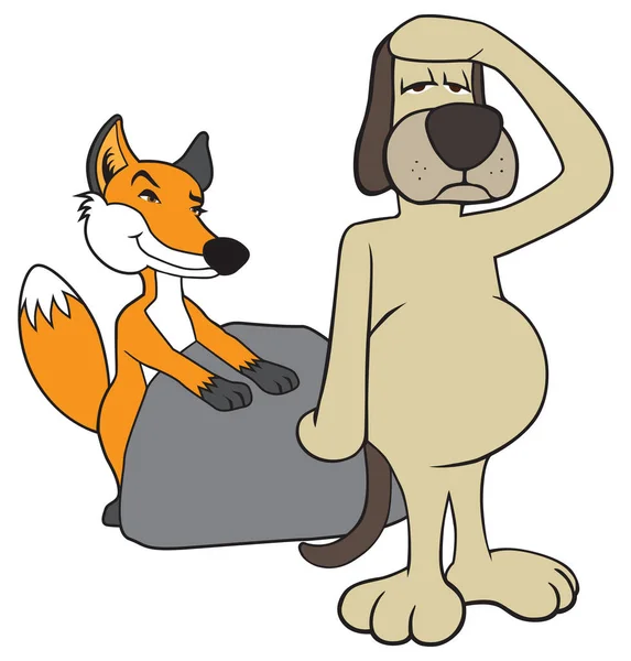 Fuchs und Hund — Stockvektor