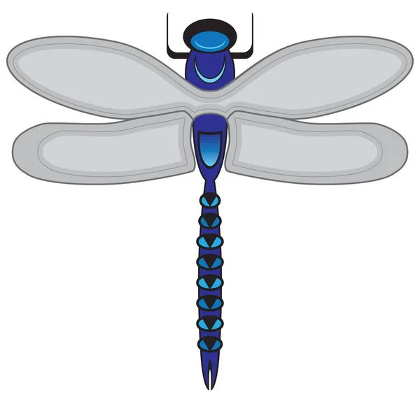 空想的な様式化されたトンボは平和的に彼の翼広げたと休憩します — ストックベクタ