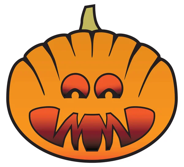 Una Siniestra Calabaza Tallada Halloween Con Ojos Brillantes Dientes Aterradores — Vector de stock