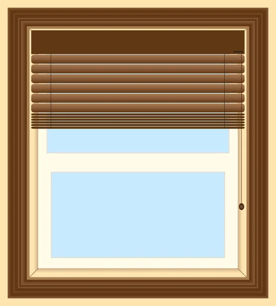 Okna Domu Tmavé Dřevěné Rolety Které Jsou Částečně Otevřené — Stockový vektor