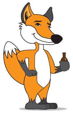 Bir mellow karikatür fox bir mola ve bir bira keyfi