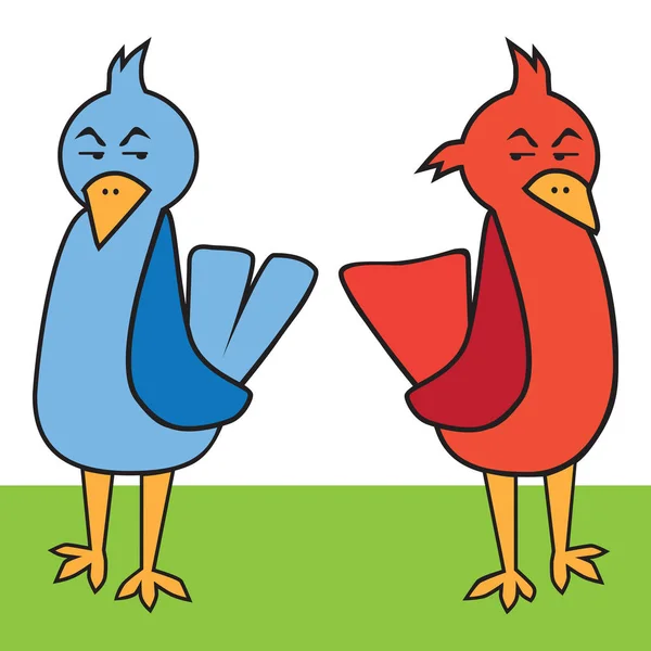 Streitende Cartoonvögel — Stockvektor