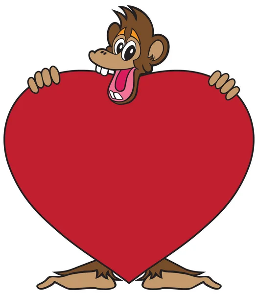 Mono con corazón — Archivo Imágenes Vectoriales