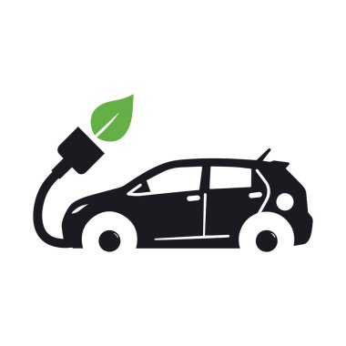 Yeşil yenilik ve yenilenebilir arzuyu vurgulayan minimalist eko araç sembolü