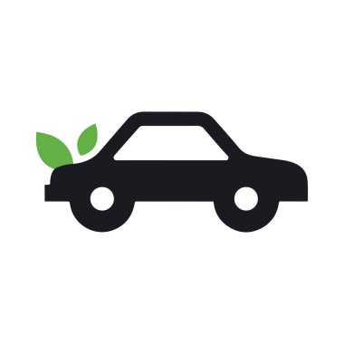 Eko araba prizi ön logosu yenilenebilir elektrik ve sürdürülebilir ulaşımı temsil ediyor