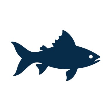 Okyanus yaşamını, balıkçılığı ve su kültürünü sembolize eden soyut balık illüstrasyon logosu