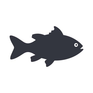 Deniz ürünleri, eko ve deniz kimliği markaları için minimum koyu siyah balık silueti logosu