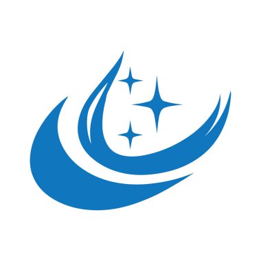 Profesyonel temizlik şirketi için eğri hareket tasarımı ile basit bir modern temizlik vektörü simgesi