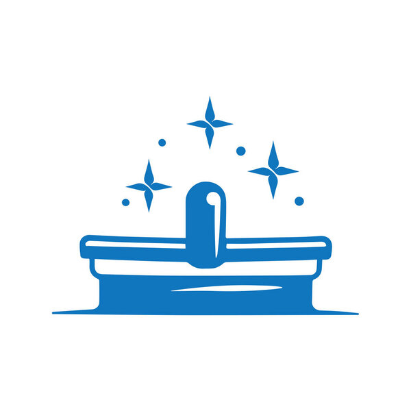 Блестящий логотип чистки баллончика, представляющий собой чистоту и безупречный свежий результат