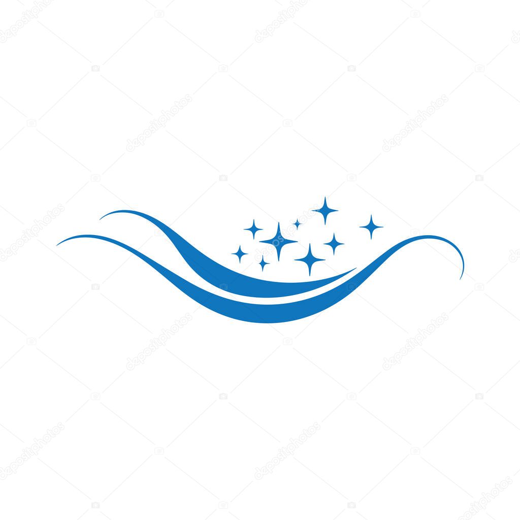 Clean professional janitorial logo featuring sparkle stars for spotless cleaning concept
