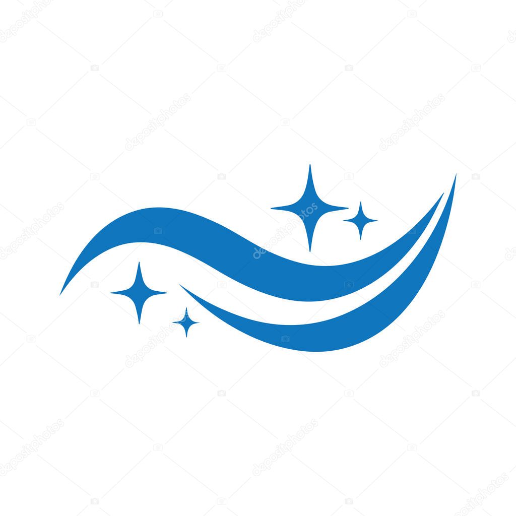 Minimal round cleaning brand logo representing sanitation, wiping and spotless service