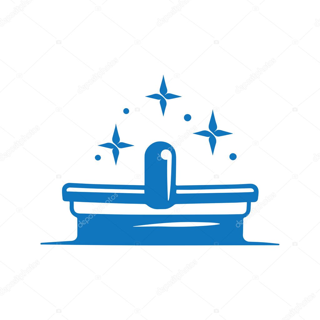 Shining spray bottle cleaning logo representing sanitation and spotless fresh result