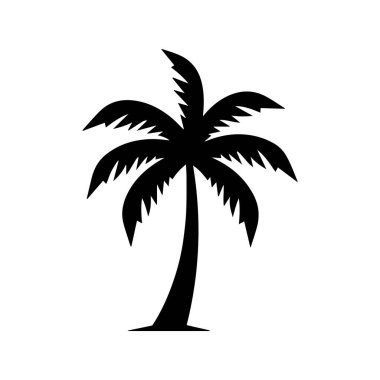 Plaj tatil beldesini, okyanus esintisini ve doğal güzelliği simgeleyen asgari palmiye ağacı simgesi