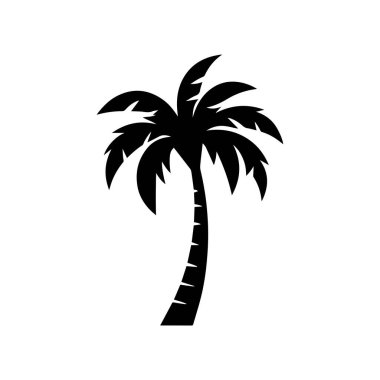 Modern tropikal palmiye ağacı logosu macera, yaz ve kıyı özgürlüğünü temsil ediyor.