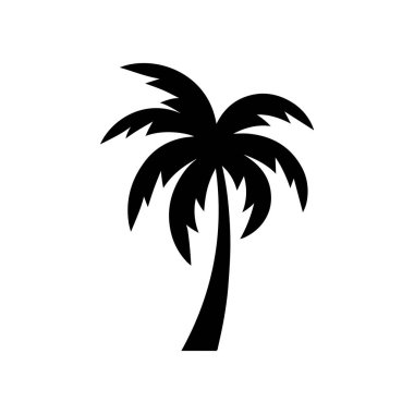 Yaz modası, tropikal içecekler ve plaj giysileri için minimum palmiye ağacı vektör sembolü