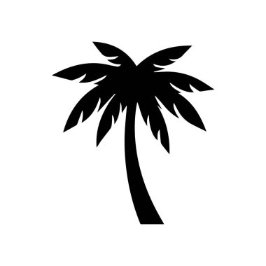 Seyahat ilhamını ve tropikal markalaşma kullanımını temsil eden basit siyah palmiye silueti