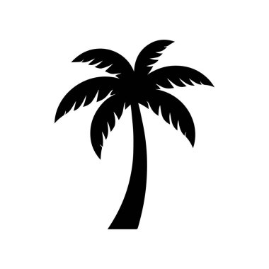 Klasik palmiye ağacı logosu güneşli sahil cenneti ve kıyı maceralarını simgeliyor.