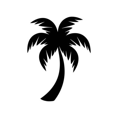 Hindistan cevizi palmiyesi logosu meyve markası, meyve suyu barı ve ada tatil köyü promosyonları için mükemmel.