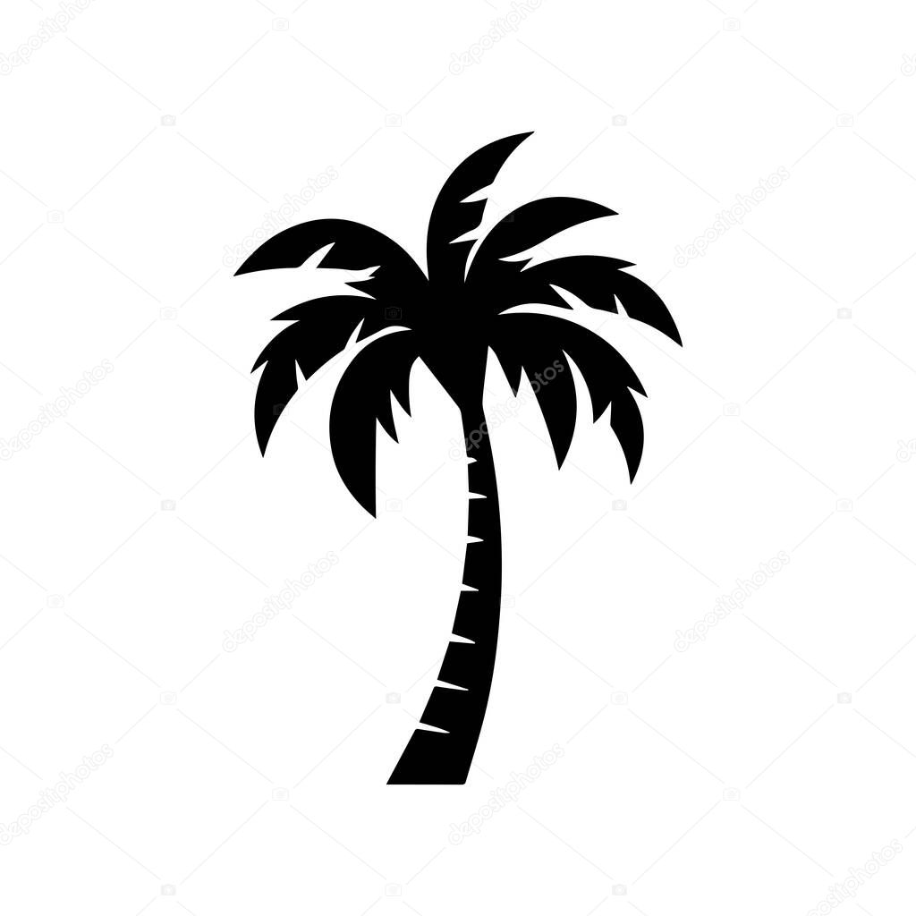 Modern tropical palm tree logo representing adventure, summer and coastal freedom