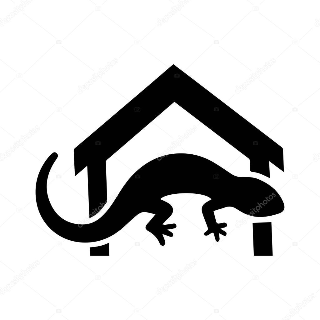 Home gecko silhouette perfect for pest control, eco-living, and home security brand
