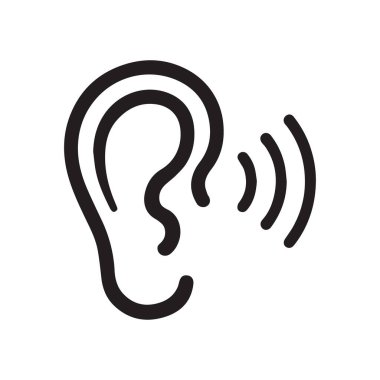 Adiating ear logo güçlendirilmiş işitme yeteneği ve ses farkındalığı kavramını temsil ediyor