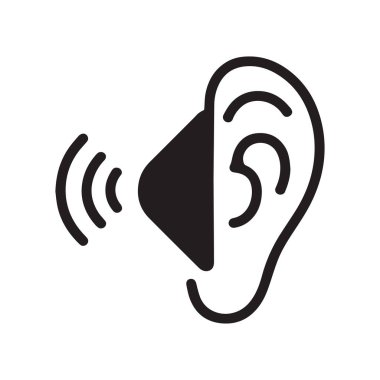 Odiyoloji klinikleri ve ses bilinci kampanyaları için mükemmel bir işitme simgesi