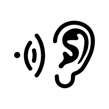 Bluetooth işitme cihazları ve ses bağlantıları için mükemmel bir teknik kulak simgesi