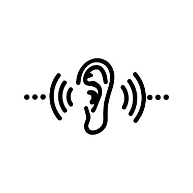 Dijital işitme cihazlarını ve akıllı ses çözümlerini temsil eden kablosuz kulak logosu