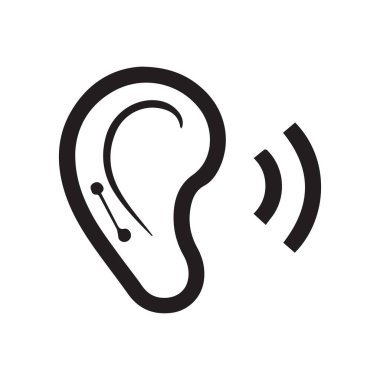 İletişim kulak logosu dinleme becerilerini ve diyalog gelişimini temsil ediyor