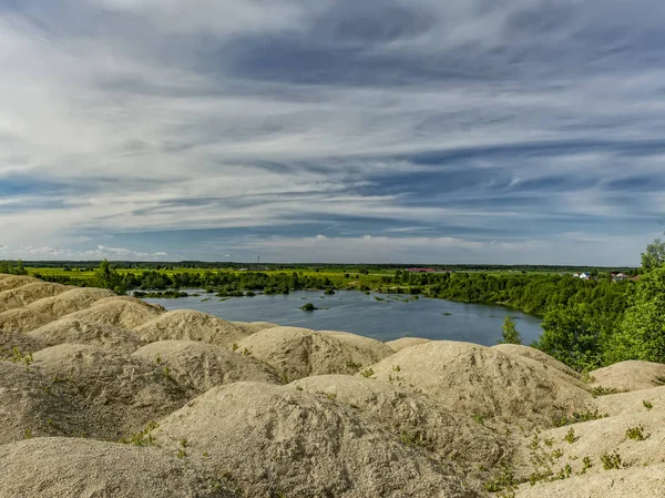 Carrières Pour Extraction Calcaire Remblai Formé Par Des Tas Petites — Photo