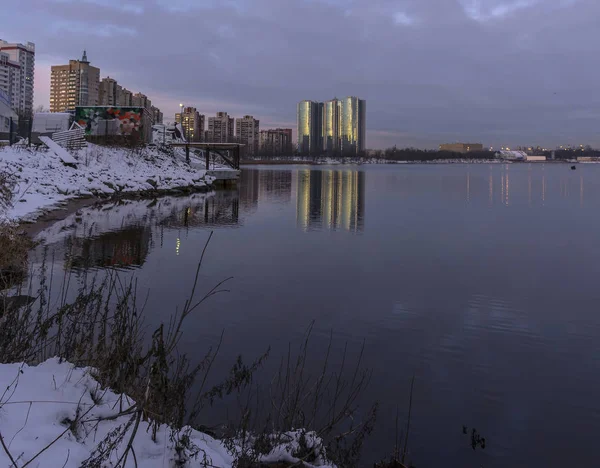 Amanecer San Petersburgo Zona Pesca Mañana Diciembre — Foto de Stock