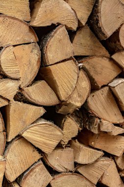 Kış için hazırlanan huş ağacı odunyığını. 