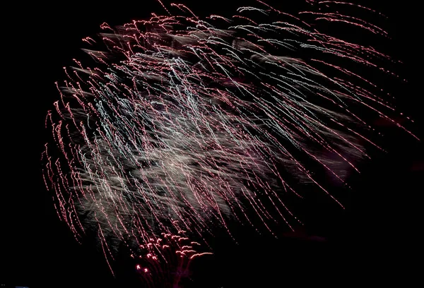 Fuochi Artificio Vacanza Anno Nuovo Sulle Rive Del Fiume Neva — Foto Stock