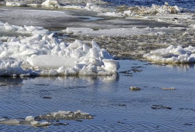 İlkbaharda Neva'da yüzen buz lar. Rusya St. Petersburg. 