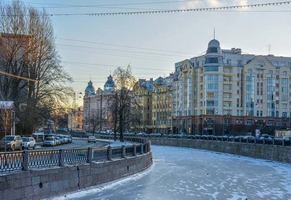 Inverno Dique Rio Karpovka São Petersburgo Lado Petrogrado — Fotografia de Stock