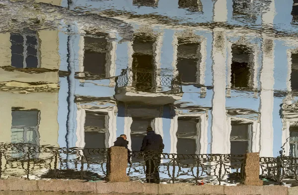 Reflection Houses Waterfront Water River Moika Petersburg — Stock Photo, Image