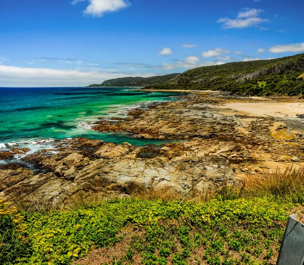 Всі Відтінки Синього Тихого Океану Австралійський Берег — стокове фото